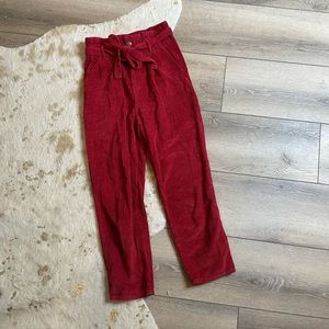 Abercrombie corduroy red paperbag pants